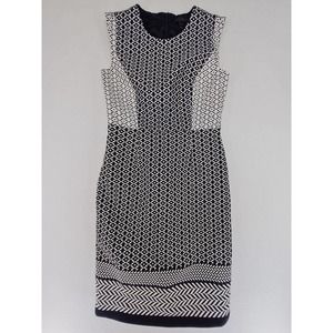 J.Crew Multipattern Sheath Black and White Dress Formal Size 4